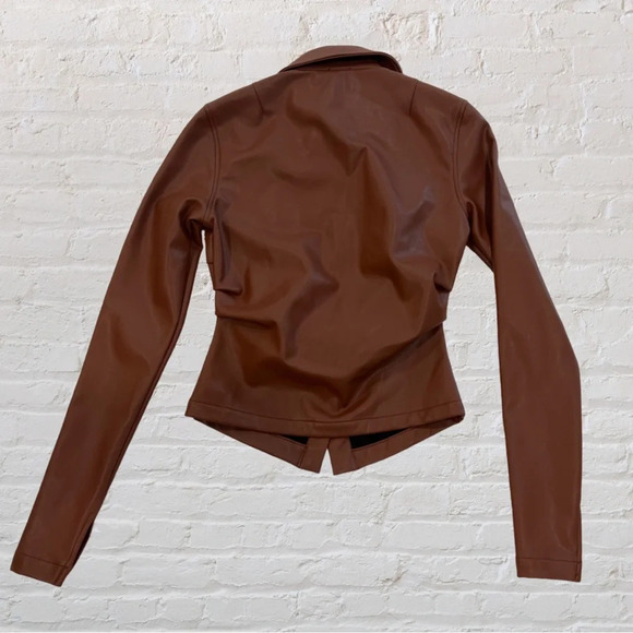 ALIX NYC Gavin Faux Leather Buttondown Top in Cinnamon Size XS Retail $245 - Picture 7 of 11